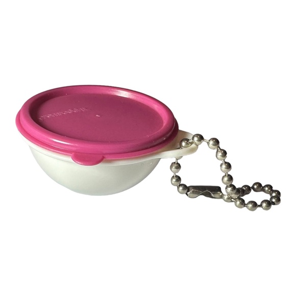 Tupperware Accessories - Tupperware Vintage Pink Lid with White Bowl Thatsa Bowl Keychain